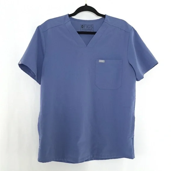 Figs Technical Collection Mens XL Big Sky Chisec Blue 2 Pocket Medical Scrub Top - Picture 1 of 3